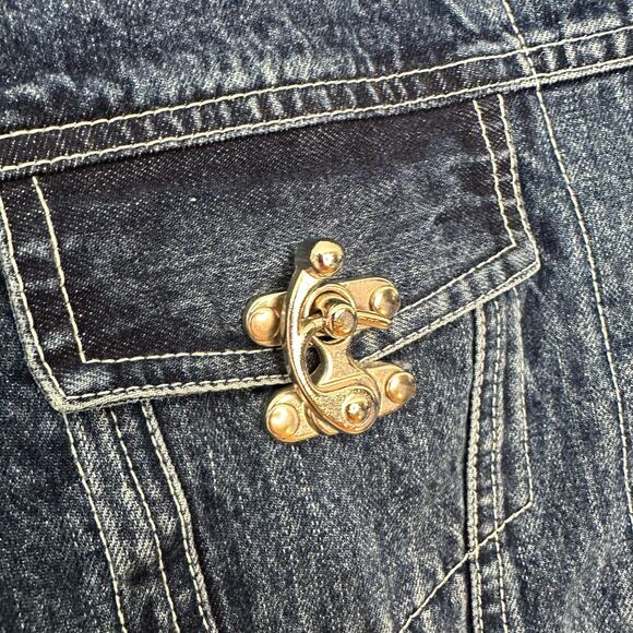 SIMON CHANG Size 6 Ombré Denim Jacket with Silver Metal Hardware - Picture 7 of 14